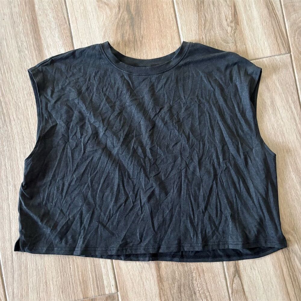 Women's Black Sleeveless Crop Tank Top Size M